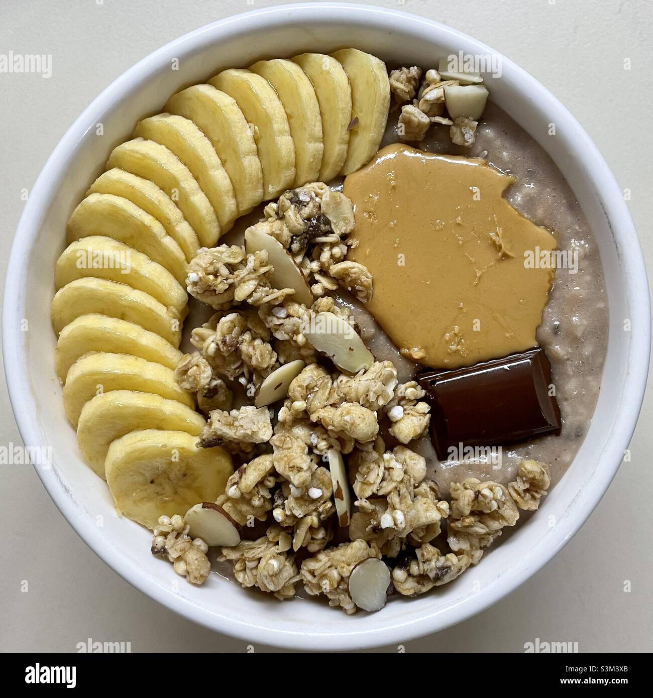 Peanut Butter & Banana Oatmeal Stock Photo Alamy