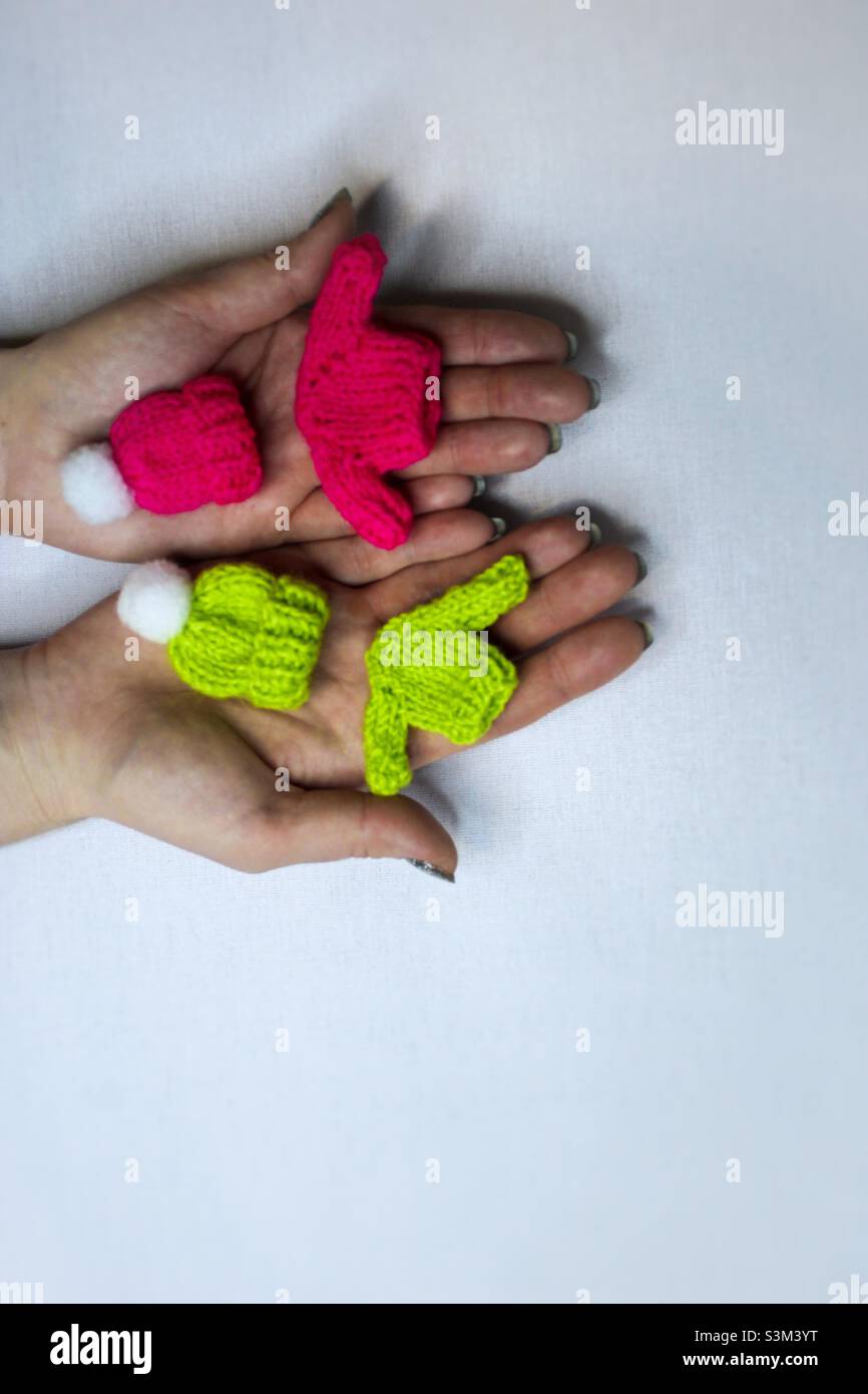 Small cute knitted brooches - Smartphone Captured Stock Image