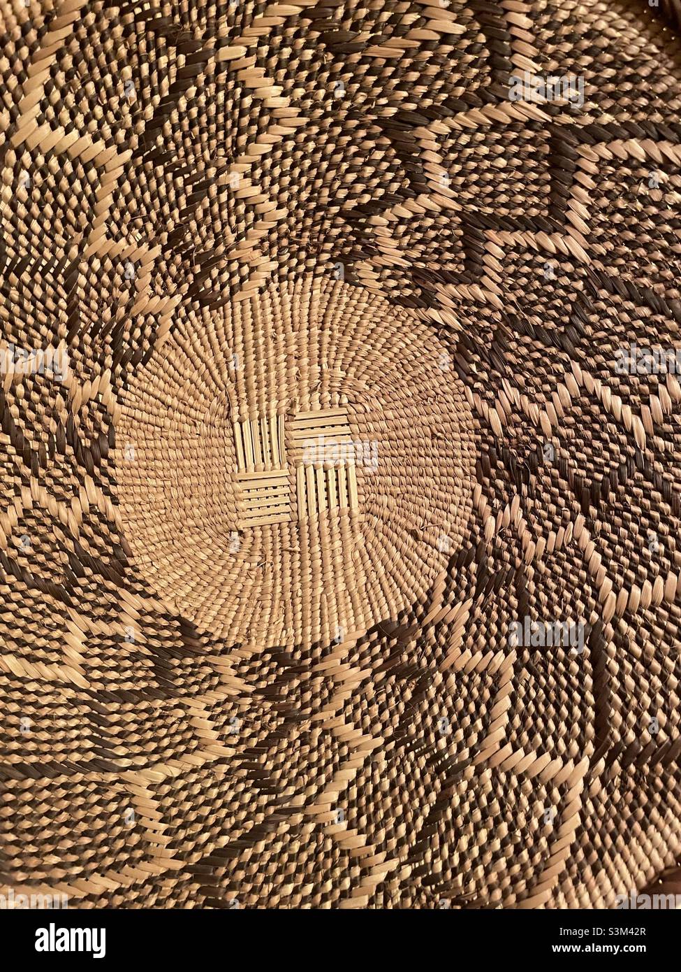 BaTonga winnowing basket, made from raffia, origin Zimbabwe, detail - Smartphone Captured Stock Image