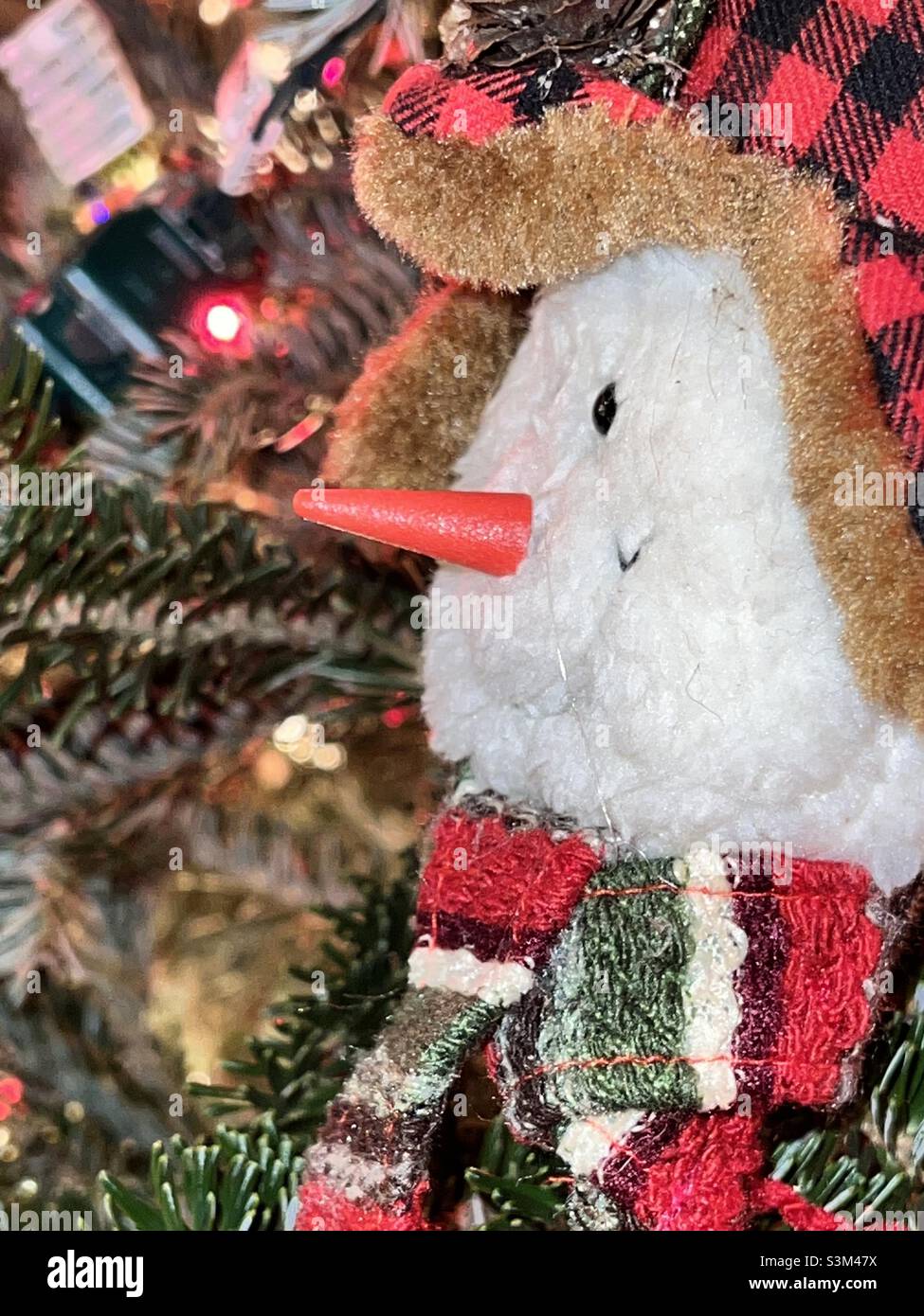 Soft plush snowman Christmas decoration Stock Photo