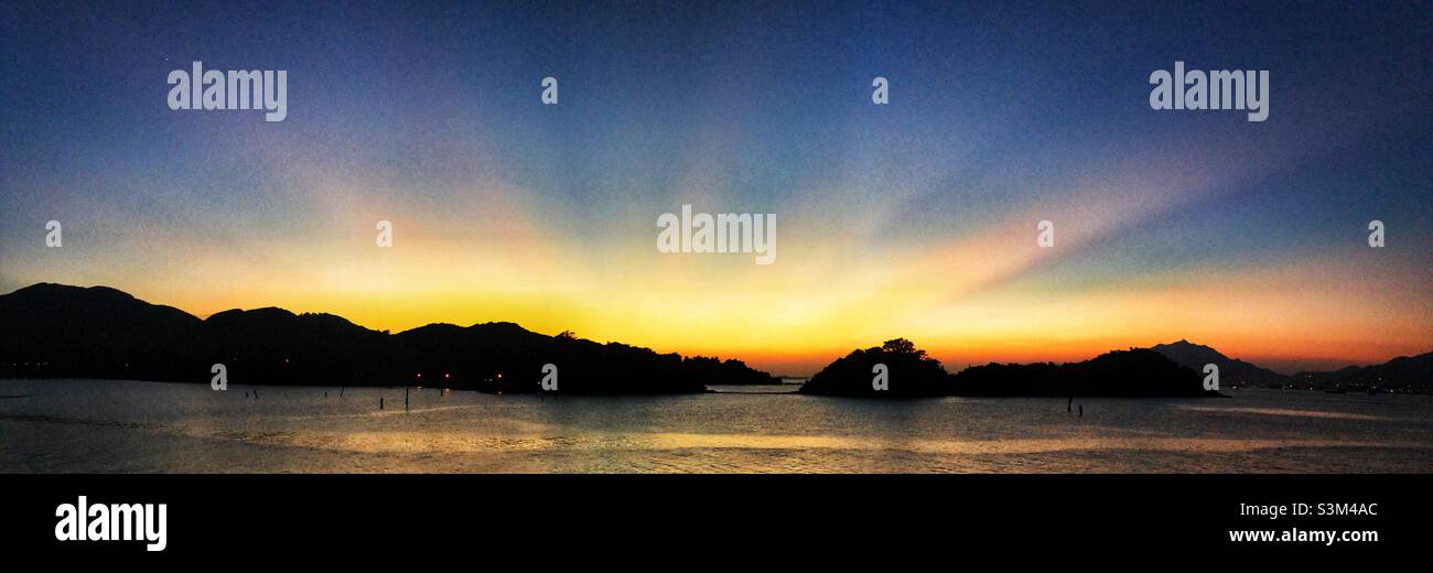 Sunset over Sunny Bay, Lantau Island, Hong Kong - Smartphone Captured Stock Image