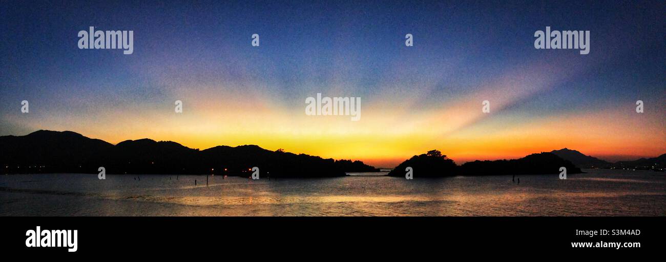 Sunset over Sunny Bay, Lantau Island, Hong Kong - Smartphone Captured Stock Image