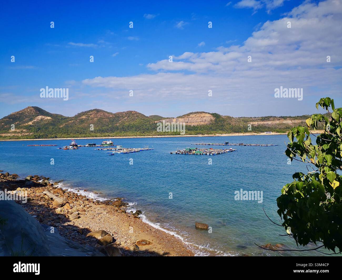 Fish farms near Sok Kwu Wan in Lamma island in Hong Kong. - Smartphone Captured Stock Image