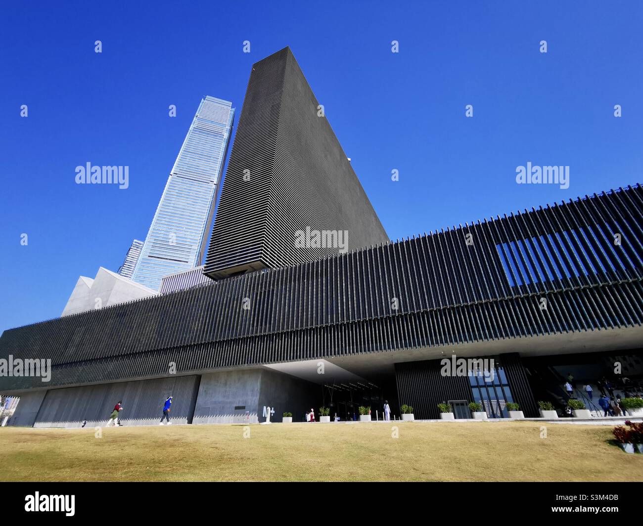 December 2021. The M+ museum in the West Kowloon cultural district in Hong Kong. - Smartphone Captured Stock Image
