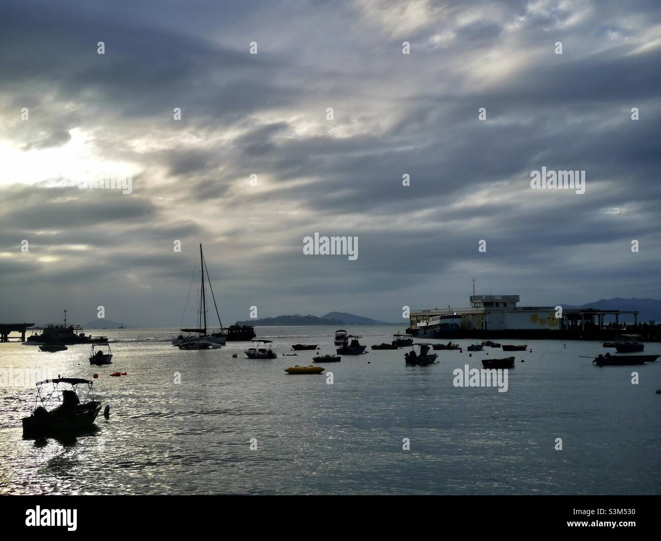 A cloudy day over Yung Shue Wan in Lamma island in Hong Kong. - Smartphone Captured Stock Image