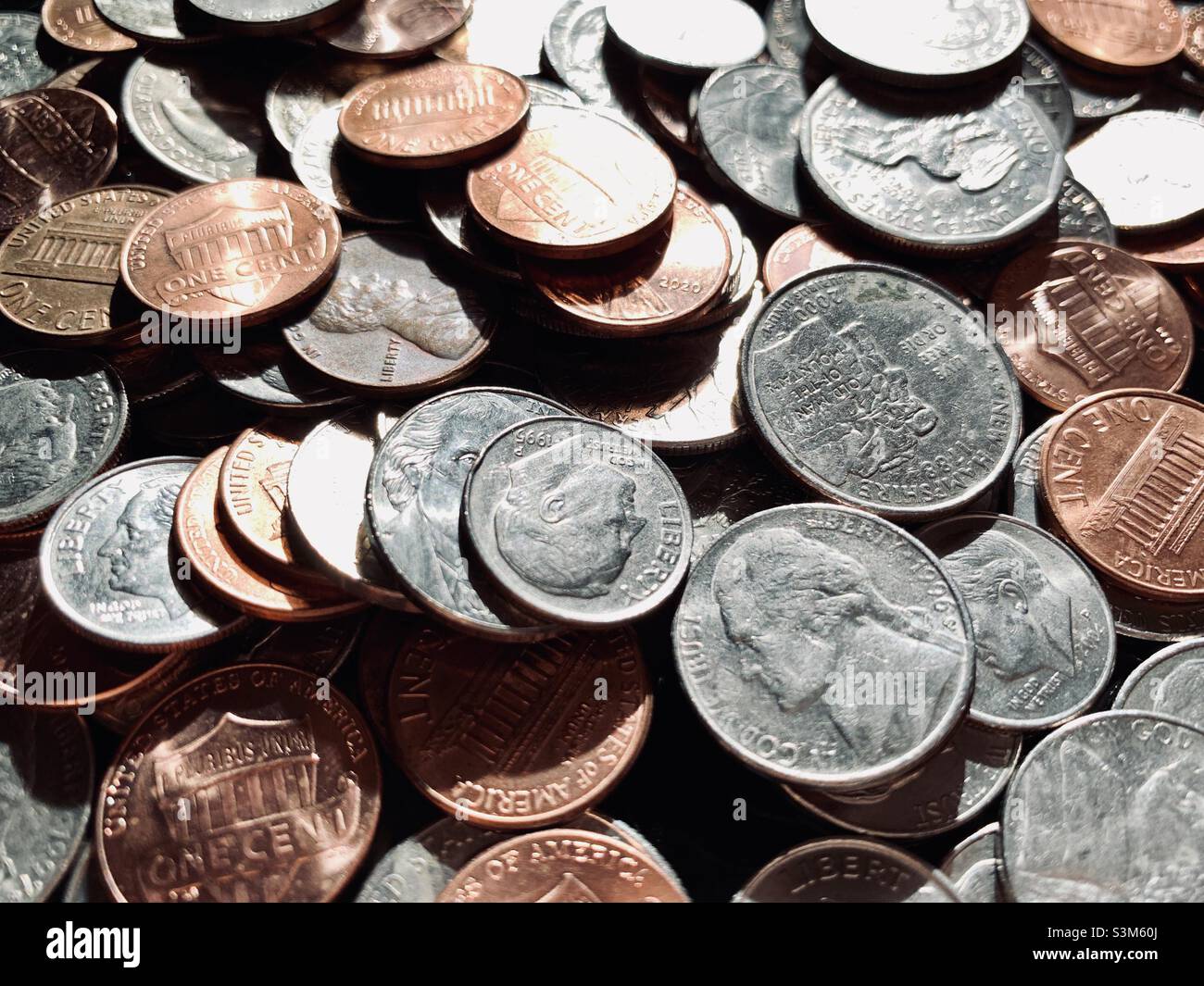 US coins - Smartphone Captured Stock Image