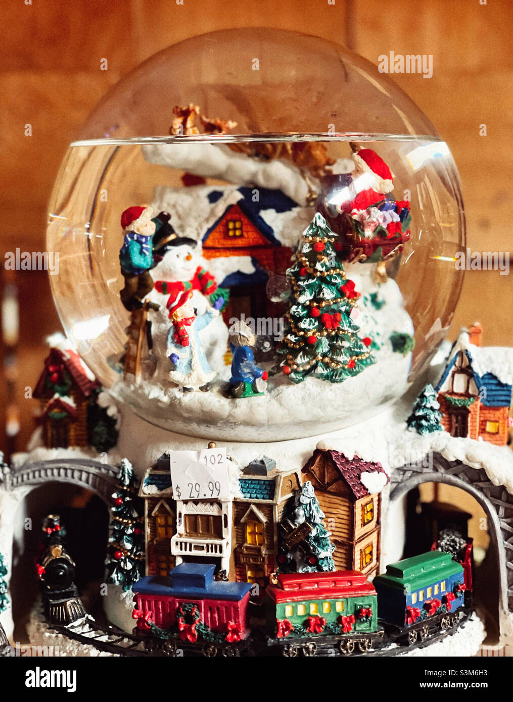 Vintage snow globe with beautiful Christmas scene - Smartphone Captured Stock Image