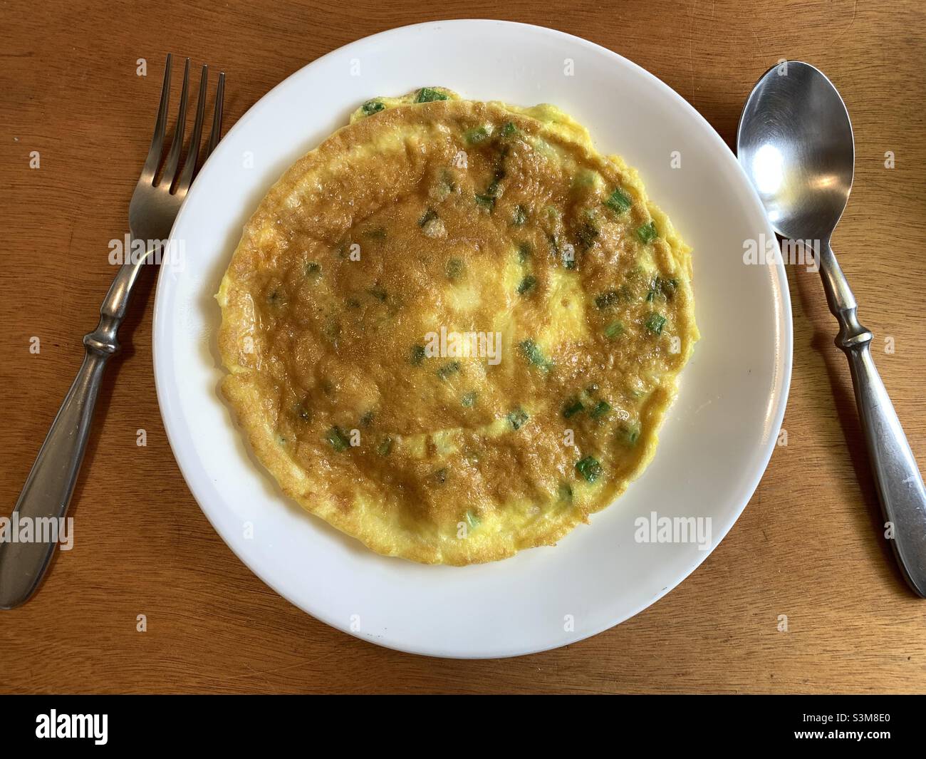 Scallion scrambled egg for breakfast. - Smartphone Captured Stock Image