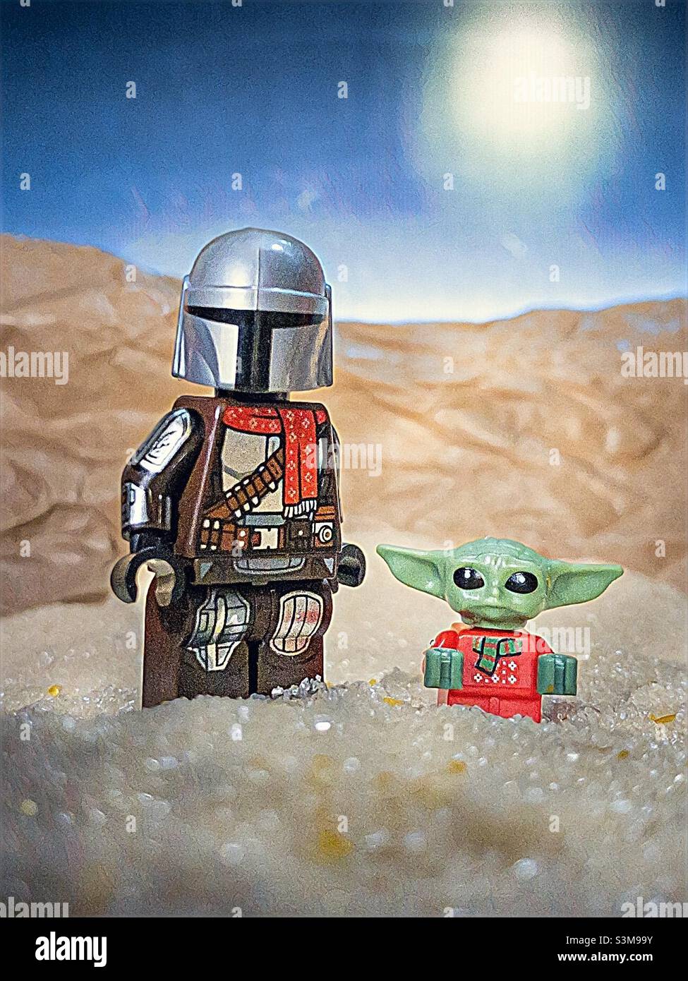 Mandalorian and Grogu in Lego at Christmas. Mandalorian season 3 Stock ...