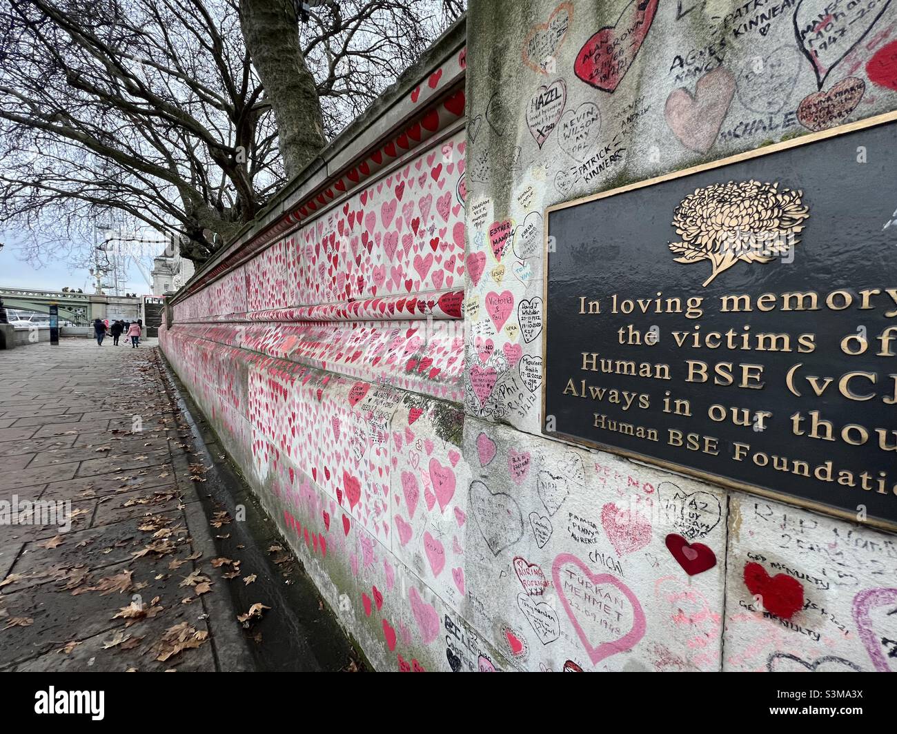 View of London’s Covid 19 Memorial Wall - Smartphone Captured Stock Image
