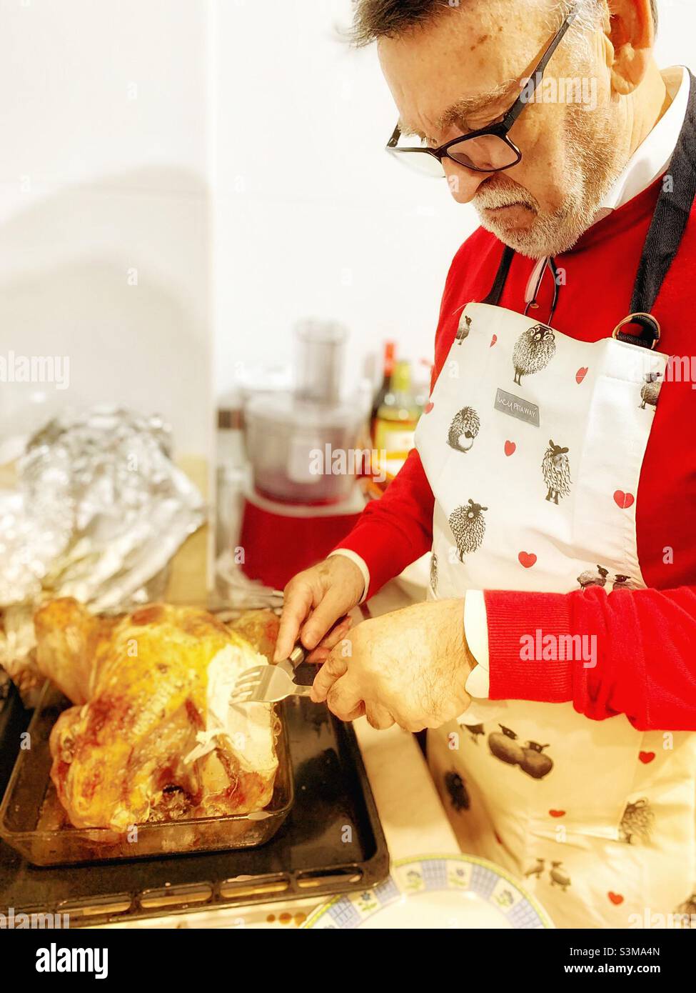 Carving the Christmas turkey - Smartphone Captured Stock Image