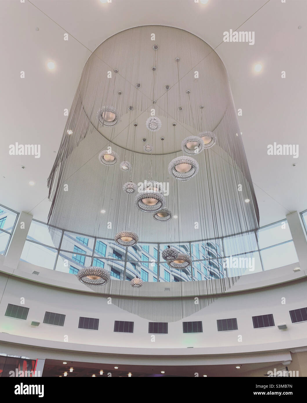 Ceiling lighting and decor, Tanger Outlets, Foxwoods Casino Resort, Ledyard, New London County, Connecticut, United States, North America - Smartphone Captured Stock Image