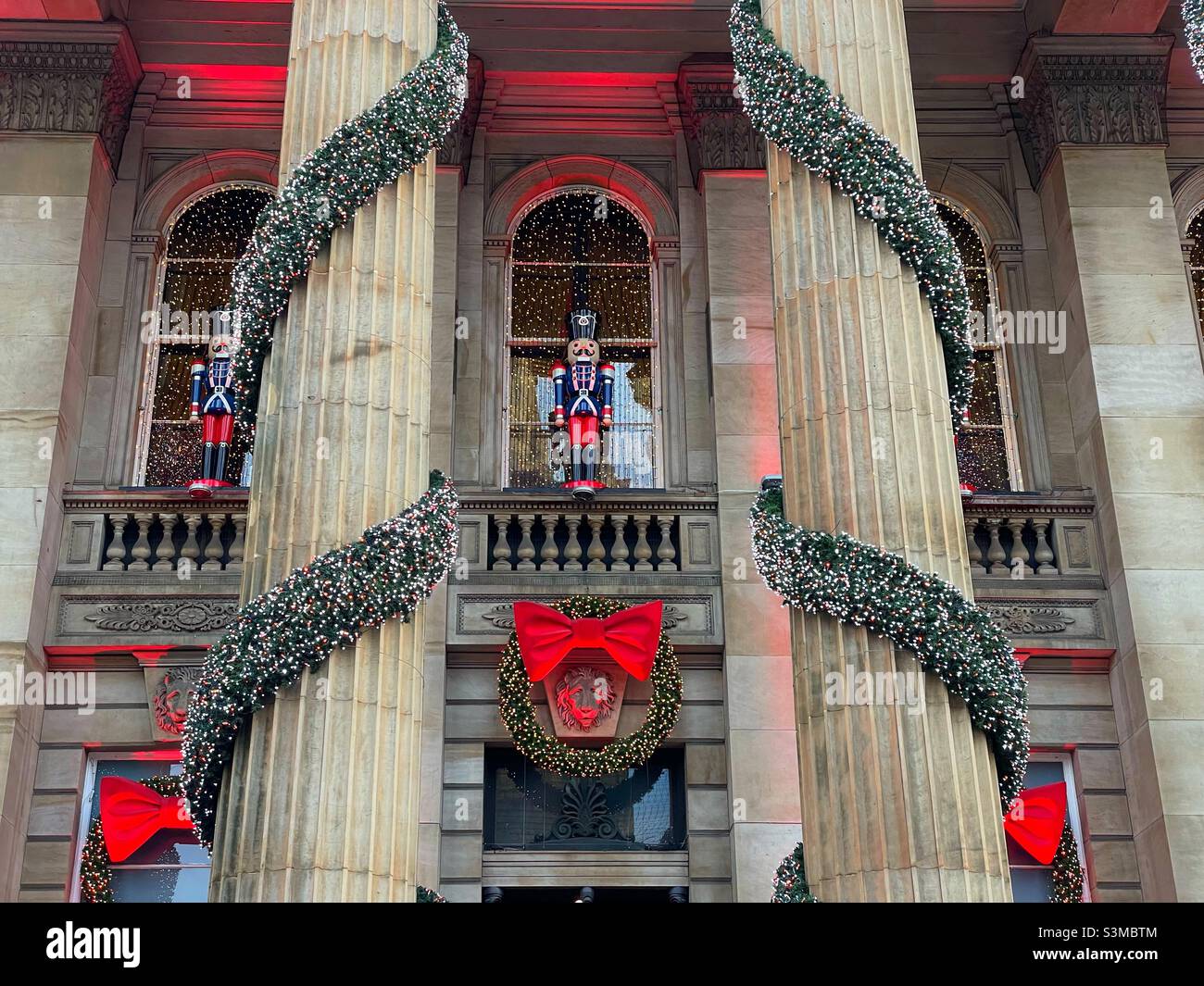 The Dome bar and restaurant, 14 George Street, Edinburgh, in festive Christmas decorations, 2021. - Smartphone Captured Stock Image