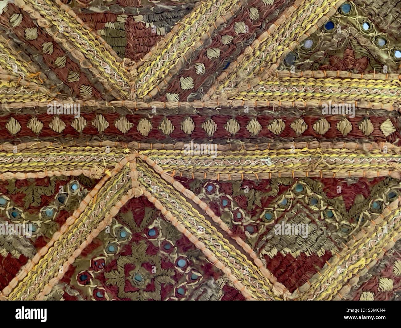 A detail of an old piece of Rajasthani Indian embroidery - Smartphone Captured Stock Image