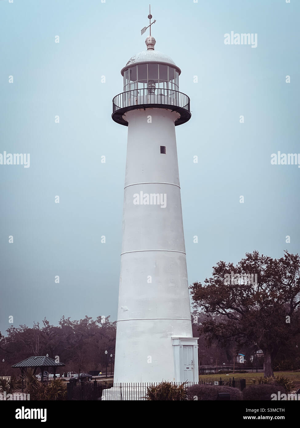 Biloxi Lighthouse on the shores of the Gulf of Mexico in Biloxi, Mississippi. Stock Photo