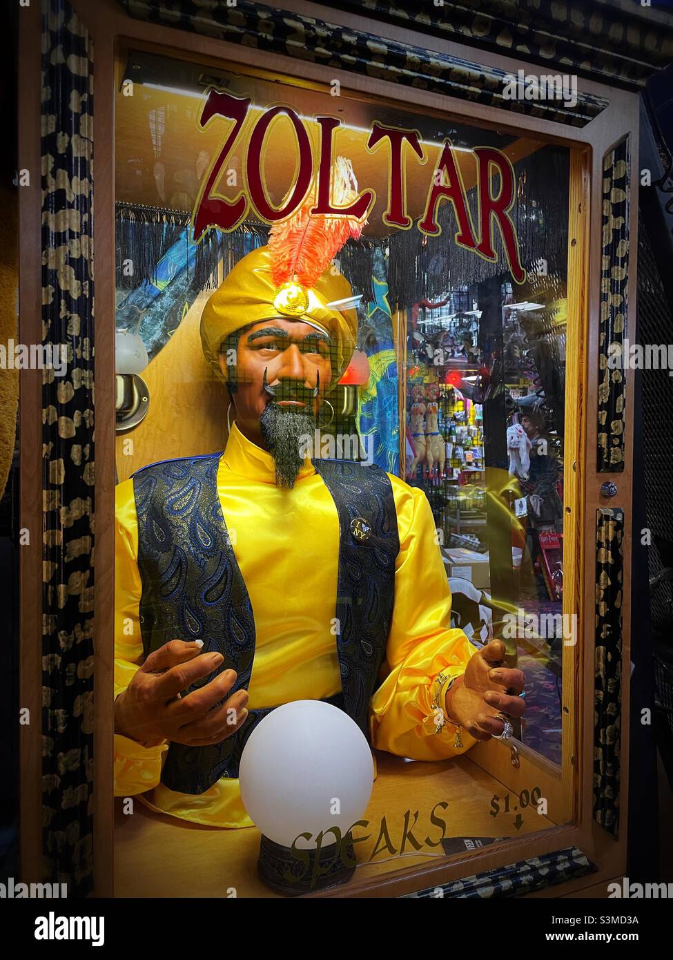 Zoltar is a fortune telling amusement park machine, 2021, USA - Smartphone Captured Stock Image