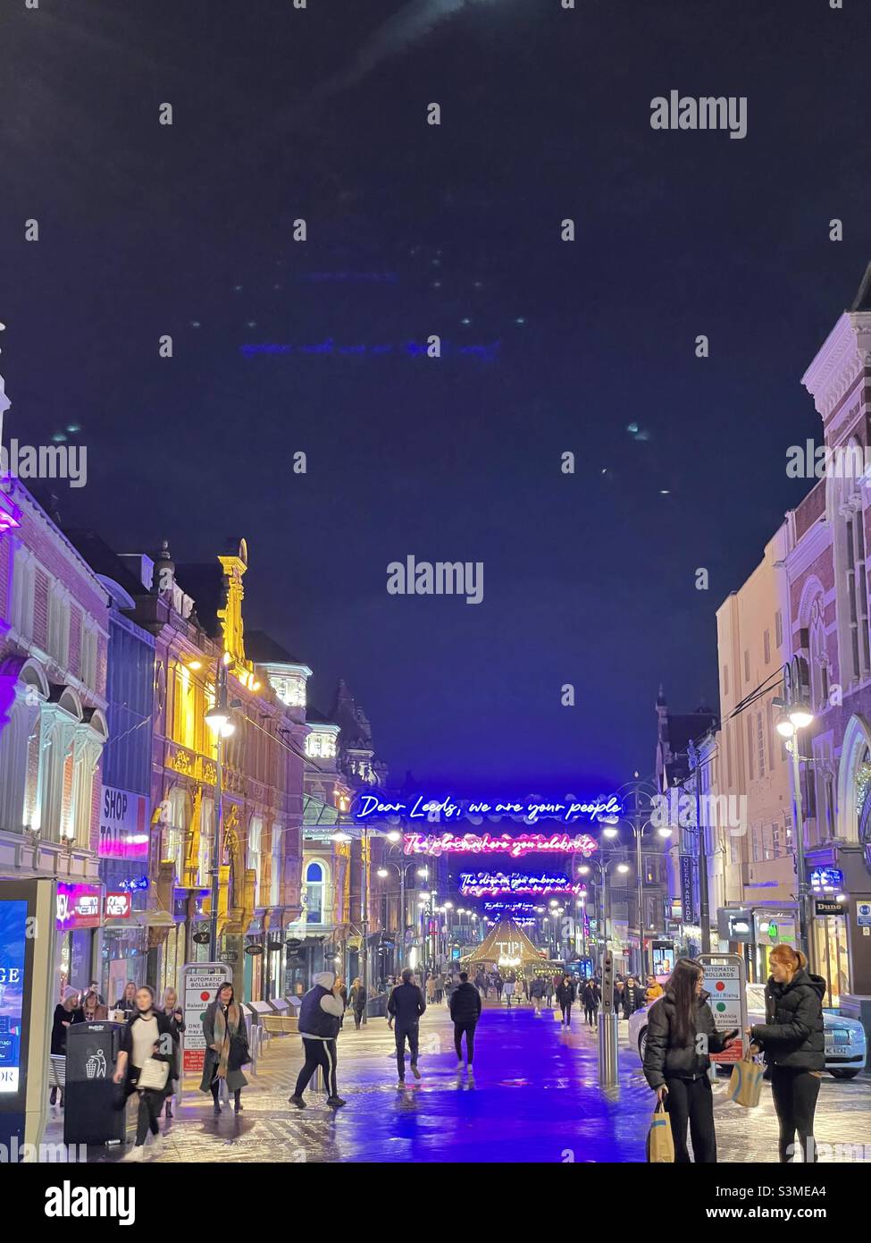 Leeds City Christmas Lights - Smartphone Captured Stock Image