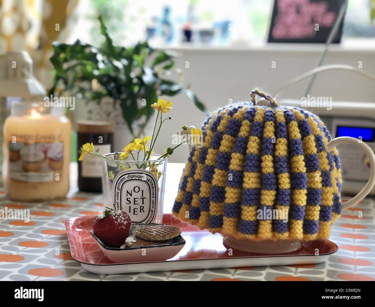 Afternoon Tea Cake Retro Tea Cosy - Smartphone Captured Stock Image