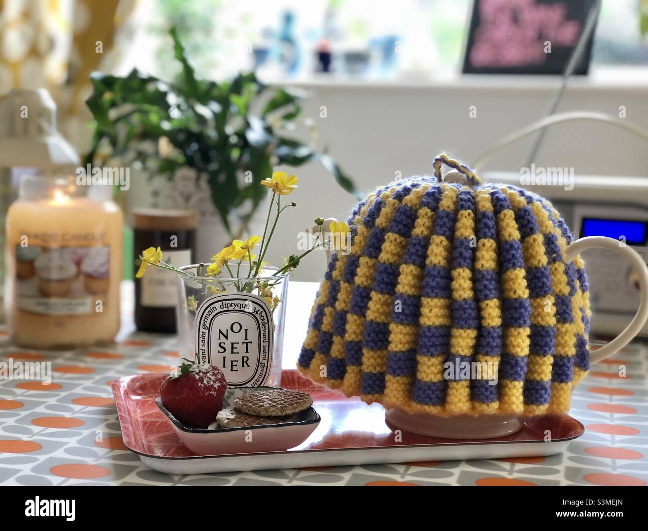 Afternoon Tea Cake Retro Tea Cosy Stock Photo