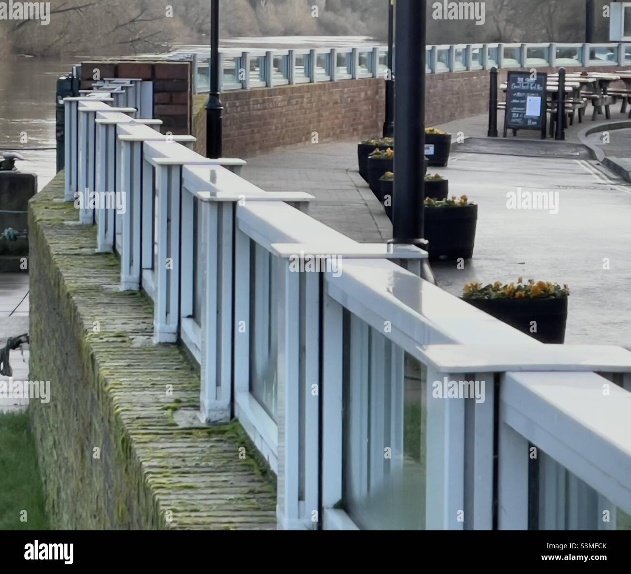 Flood defences in Upton upon Severn Stock Photo Alamy