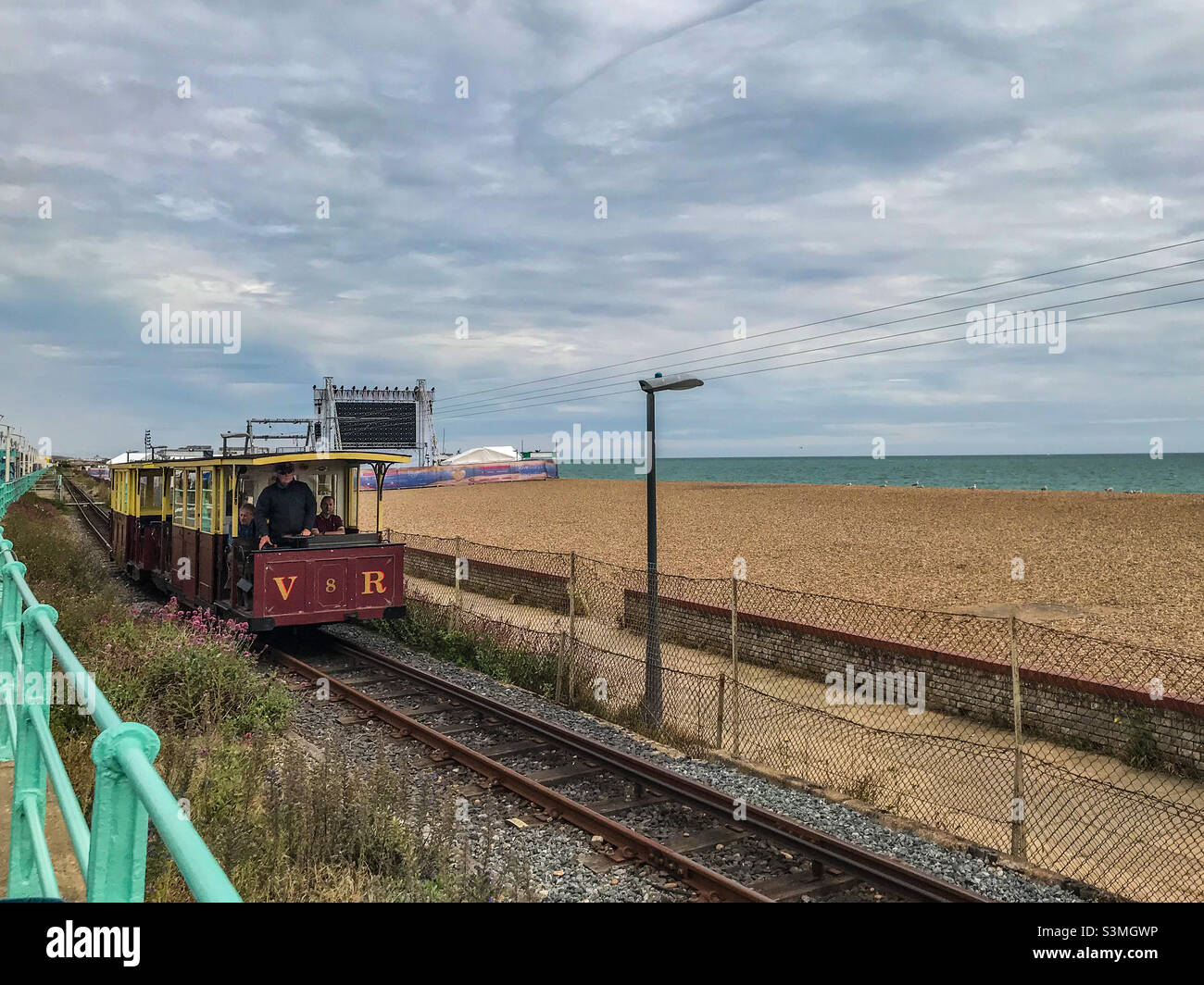 Brighton beach & miniature train Stock Photo - Alamy