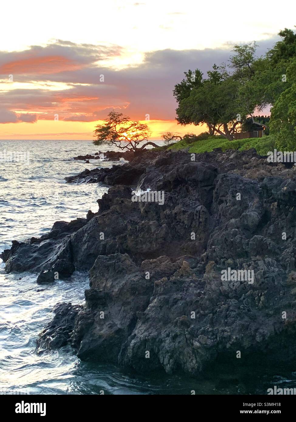 Big island Hawaii night snorkeling at sunset Stock Photo