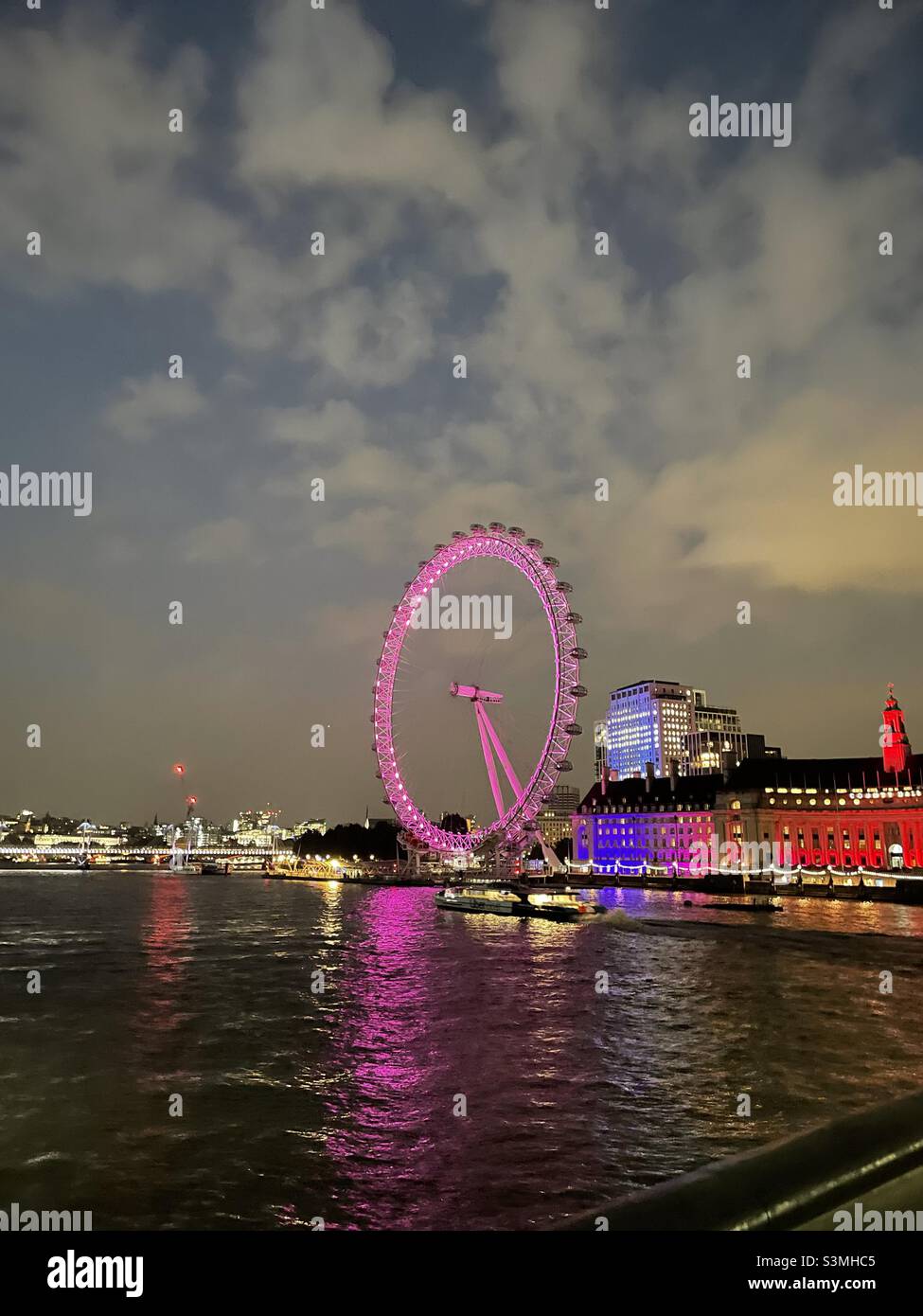 London Eye City life lights Thames - Smartphone Captured Stock Image