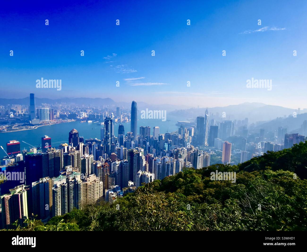 Skyline of Hong Kong. View from The Peak. - Smartphone Captured Stock Image