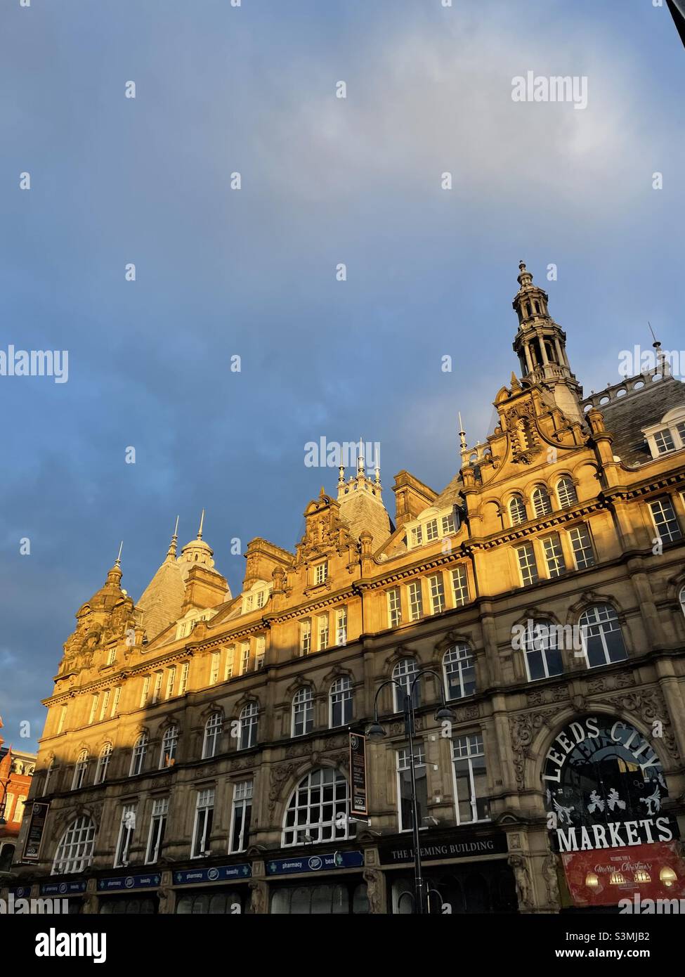 Winter sun over Leeds city centre - Smartphone Captured Stock Image