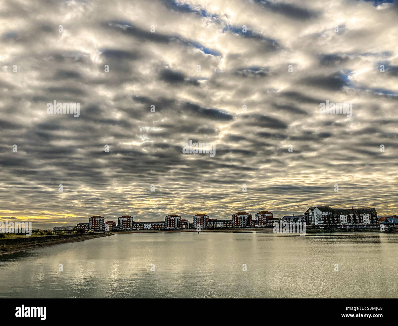 A mackerel sky at Sovereign Harbour in Eastbourne Stock Photo Alamy