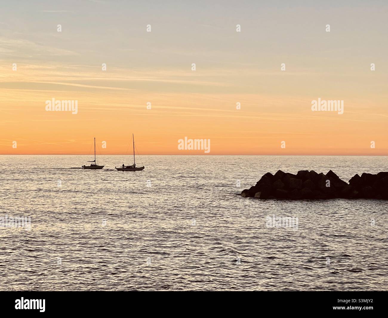 Sunset sailboat - Smartphone Captured Stock Image