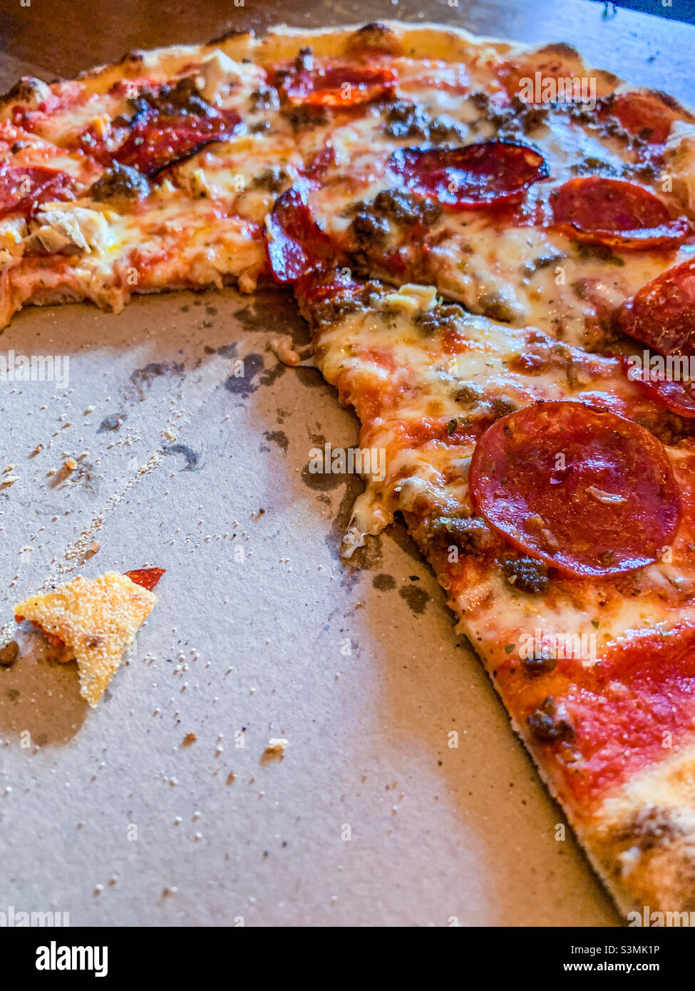 Pepperoni and meat pizza Stock Photo Alamy