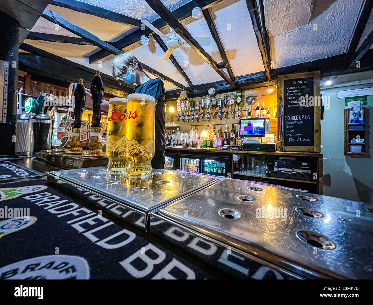 Pints of lager in village pub - Smartphone Captured Stock Image