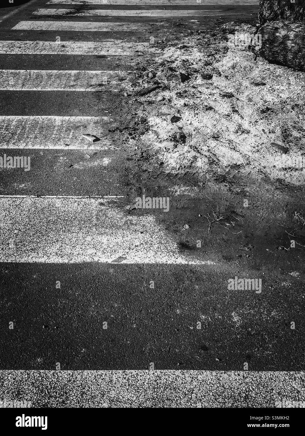 Extinguished fire on a crosswalk - Smartphone Captured Stock Image