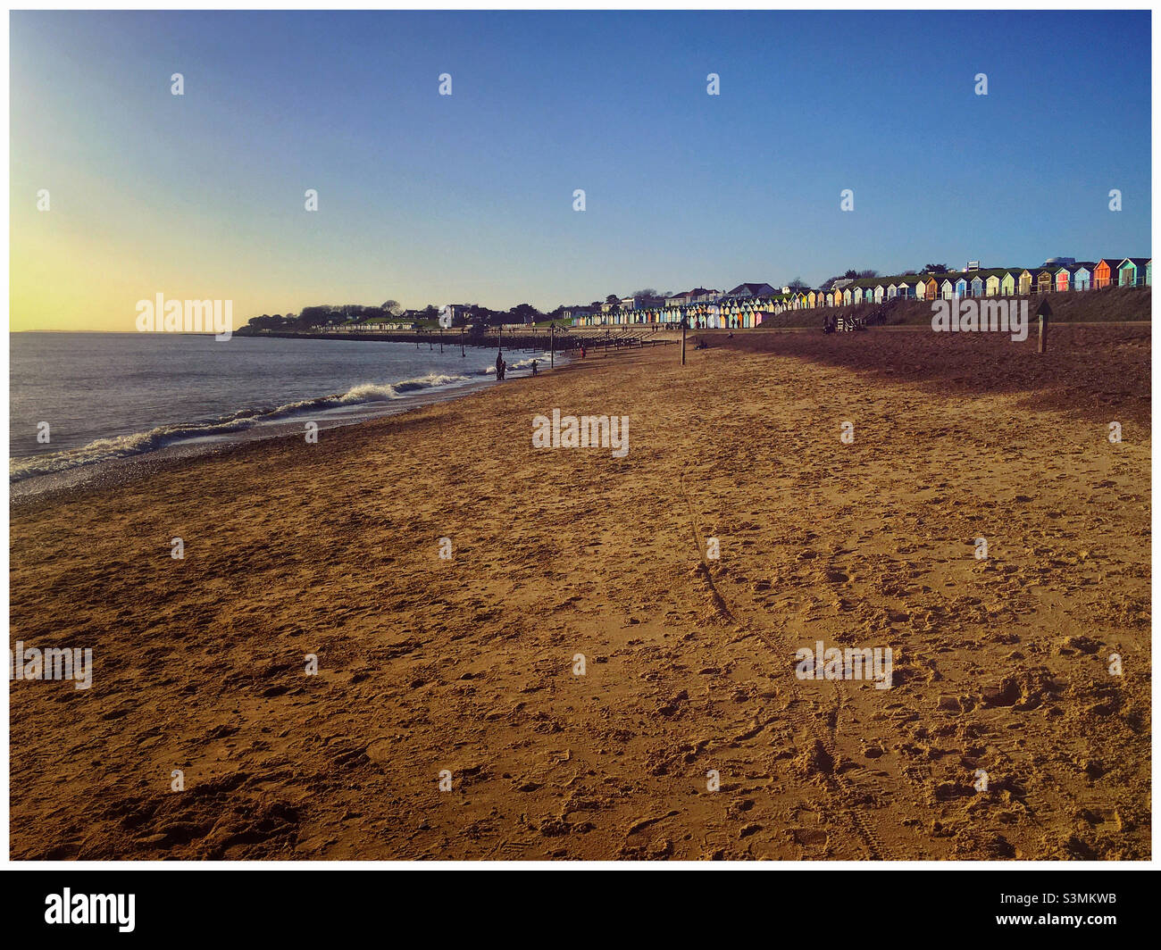 Felixstowe seafront and a row of beach houses Stock Photo Alamy