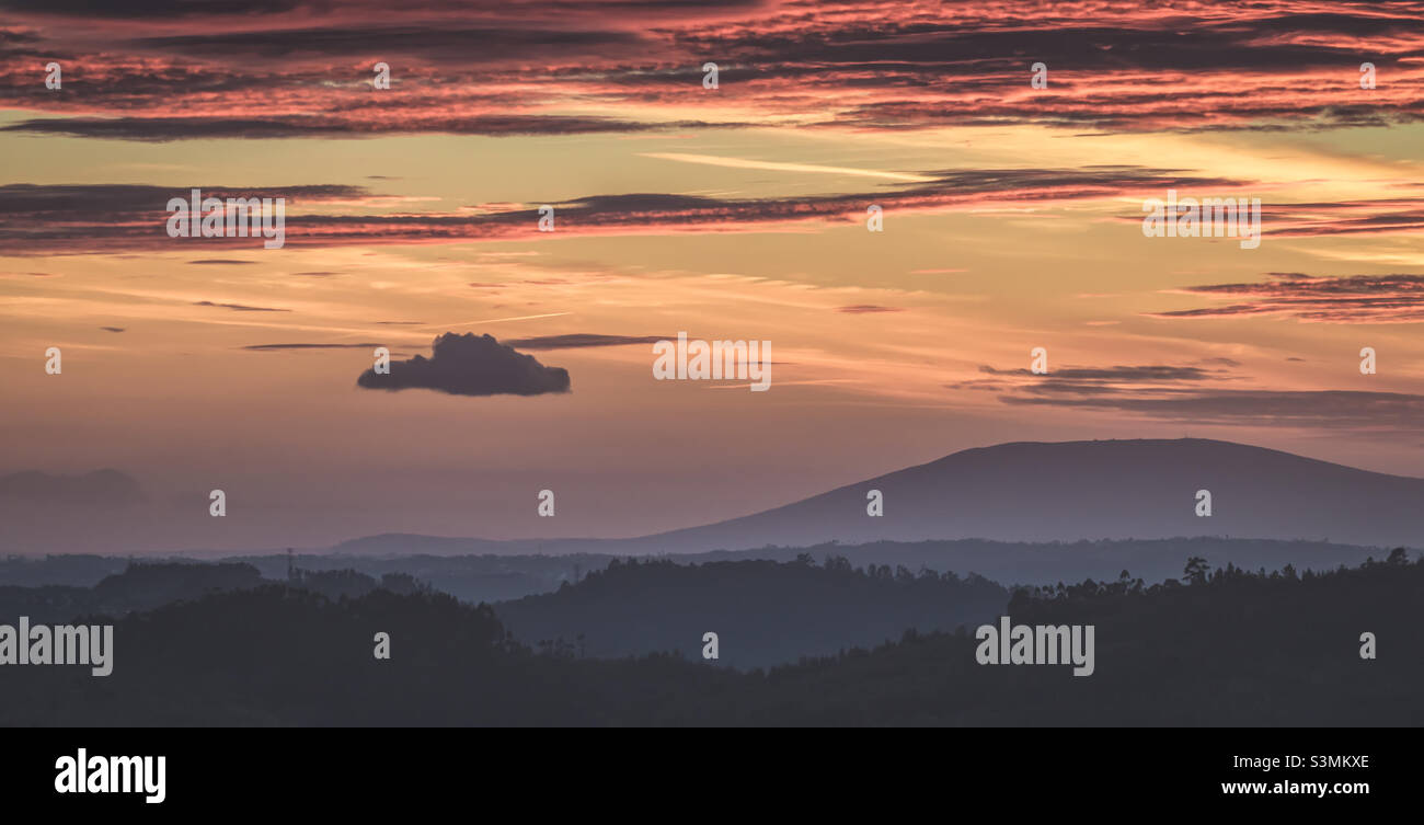 Misty hills after a winter sunset - Smartphone Captured Stock Image