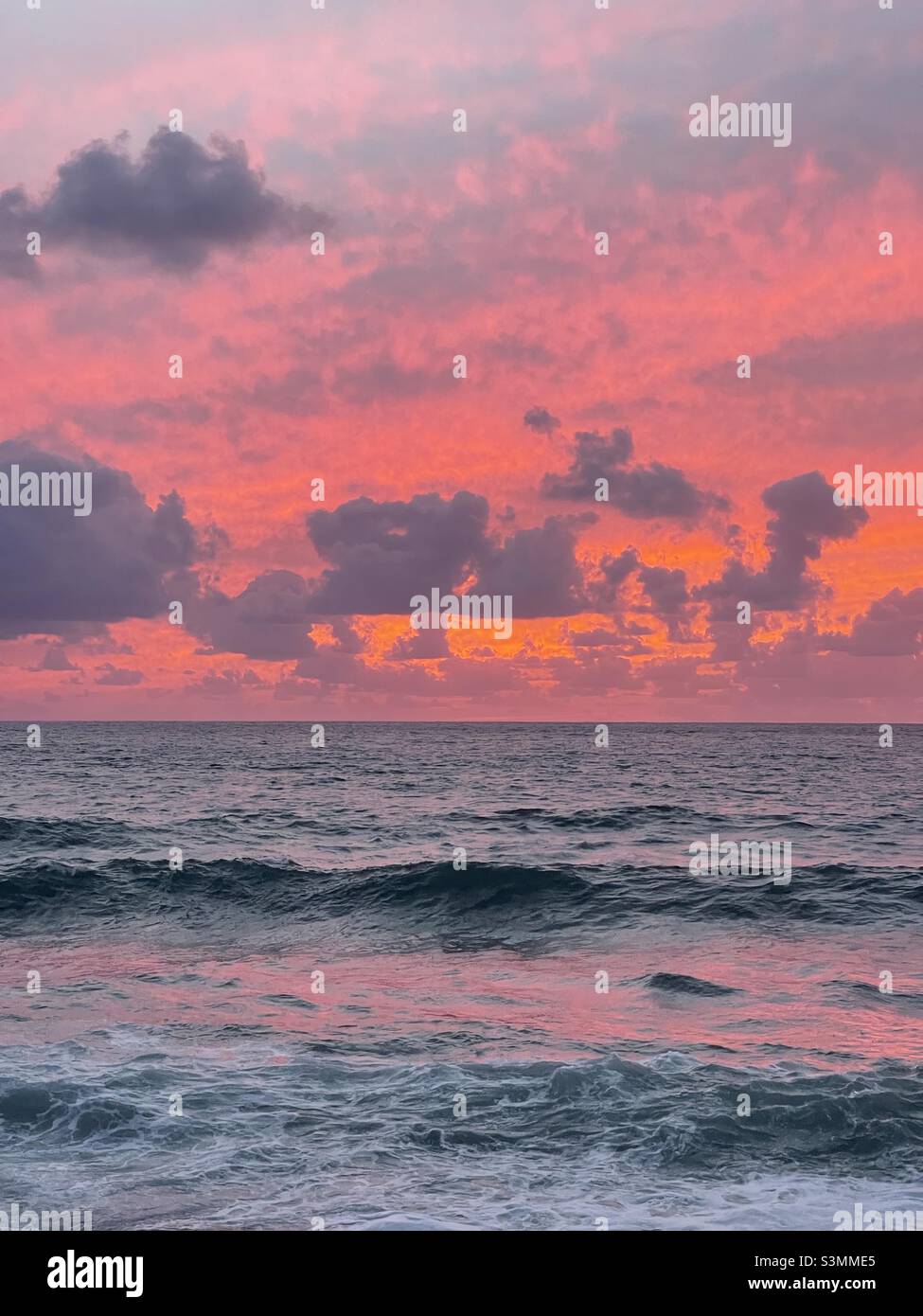 red sunset on the sea Stock Photo