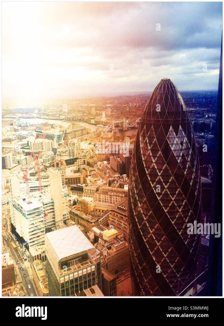 The Gherkin London City UK iconic - Smartphone Captured Stock Image