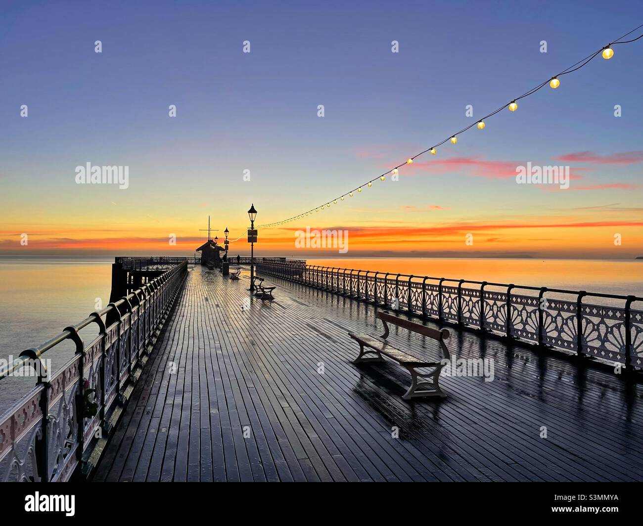 Penarth pier, South Wales, at dawn on a cold January morning. - Smartphone Captured Stock Image