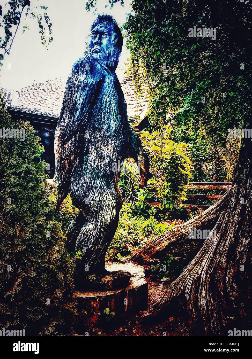 High contrast photo of Big Foot sculpture Stock Photo
