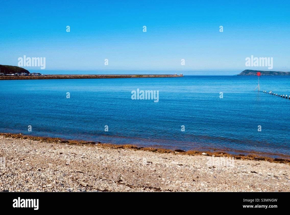 Breathing view over Fishguard harbour in Goodwick Pembrokeshire West Wales UK Stock Photo