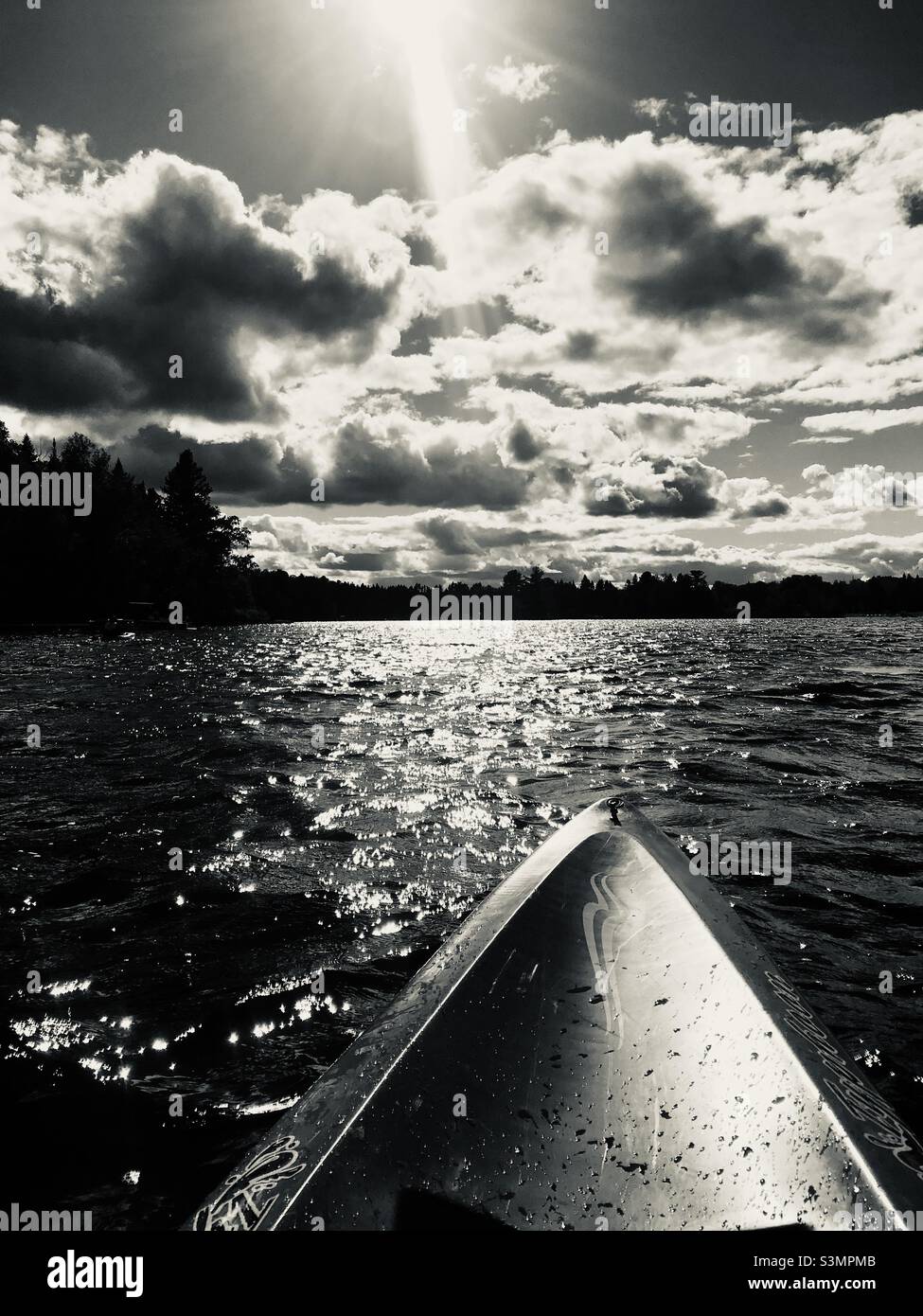Kayaking on Lake Monroe in Mont Tremblant National Park on a beautiful summers day. - Smartphone Captured Stock Image