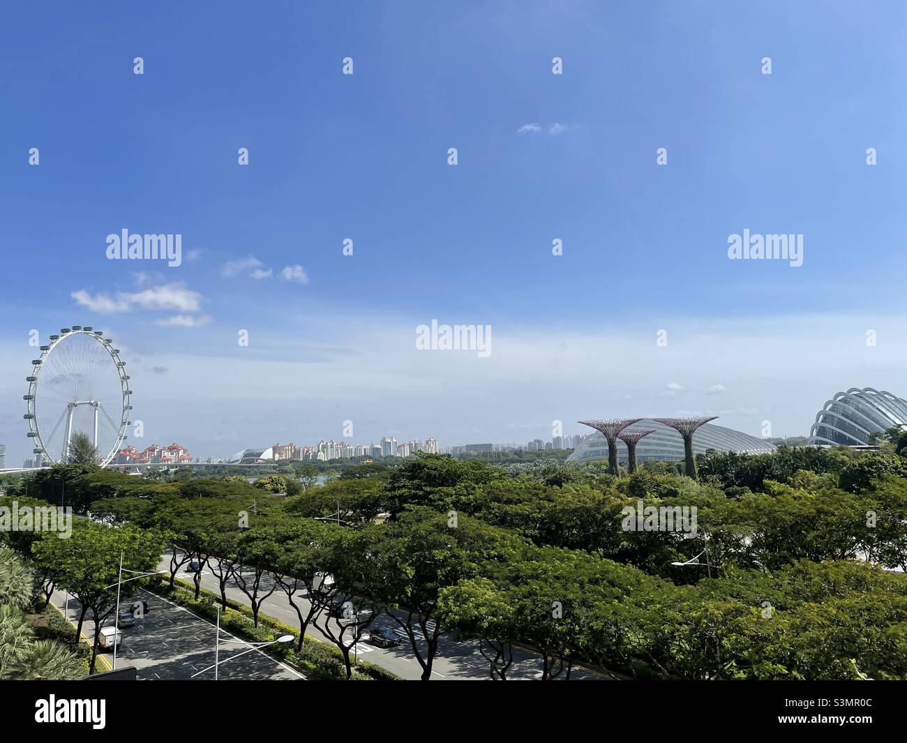 Flyer and gardens by the bay Stock Photo