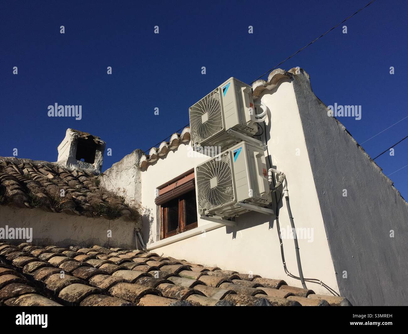 Air conditioning units on a Spanish house Stock Photo Alamy