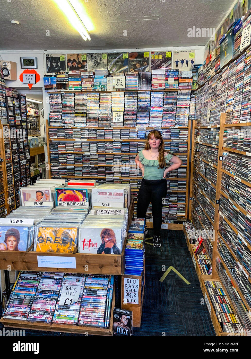 Inside Sounds OK record shop in Falmouth Cornwall Stock Photo