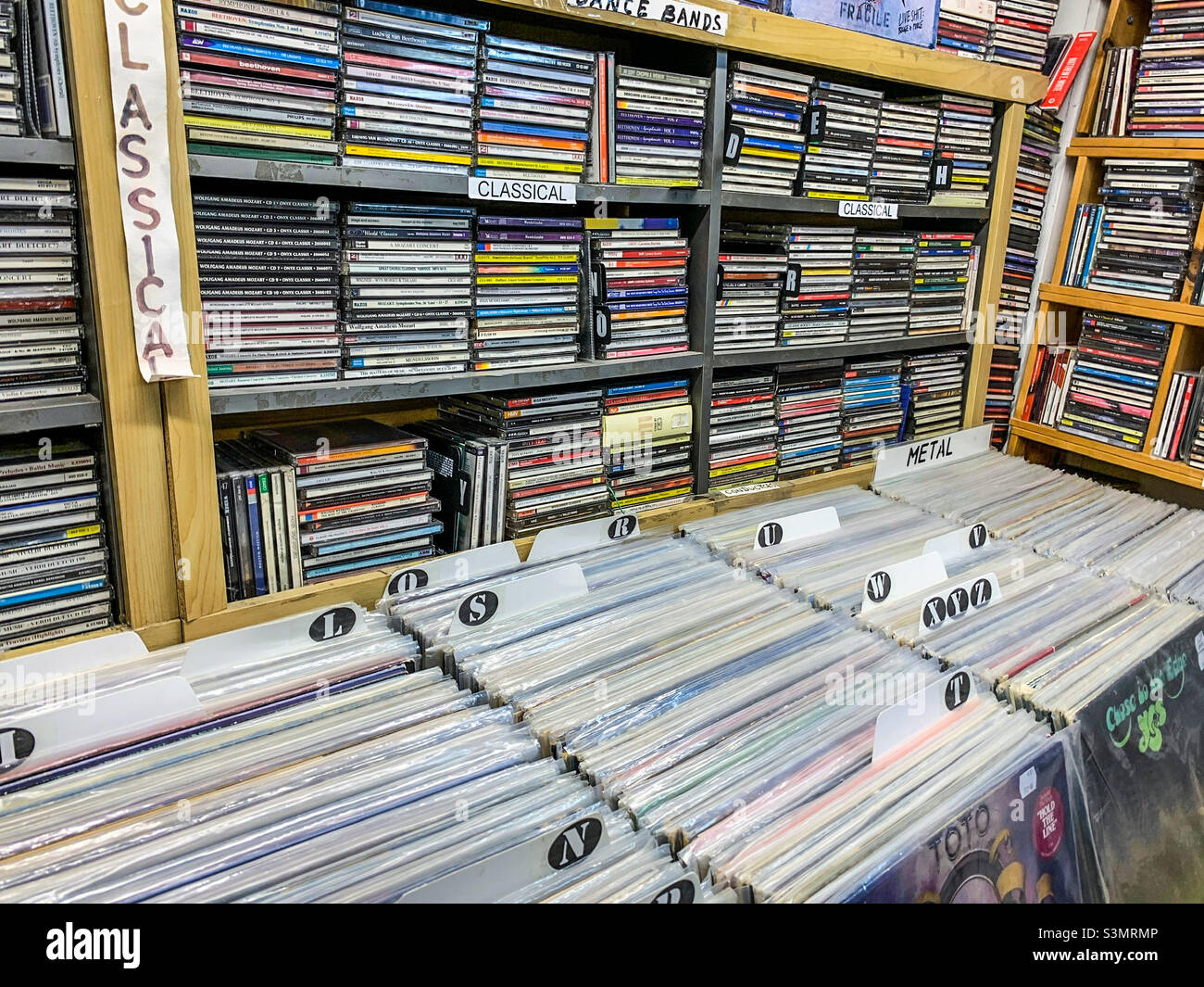 Inside Sounds ok record shop in Falmouth Cornwall Stock Photo