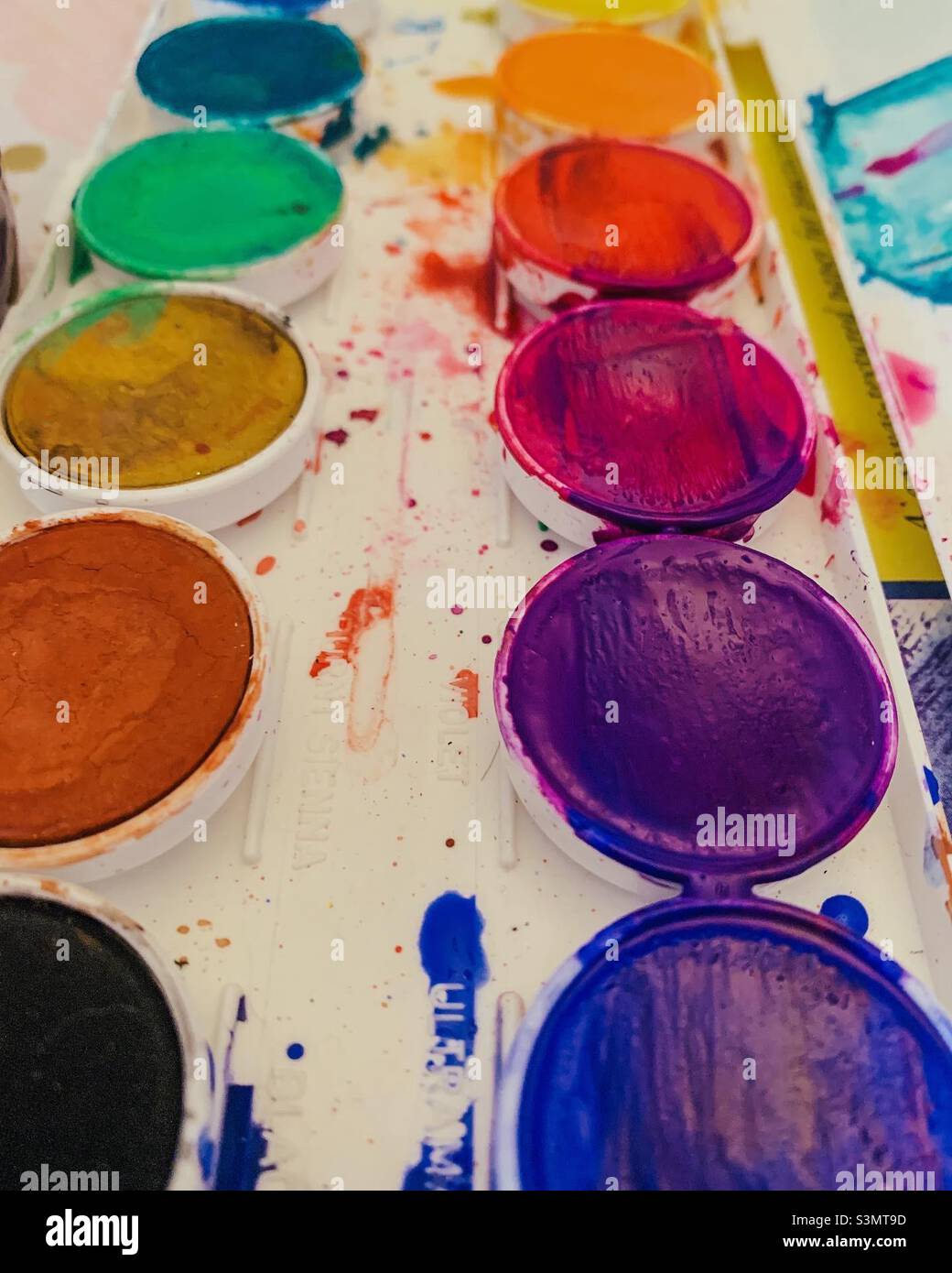 Watercolor paints - Smartphone Captured Stock Image