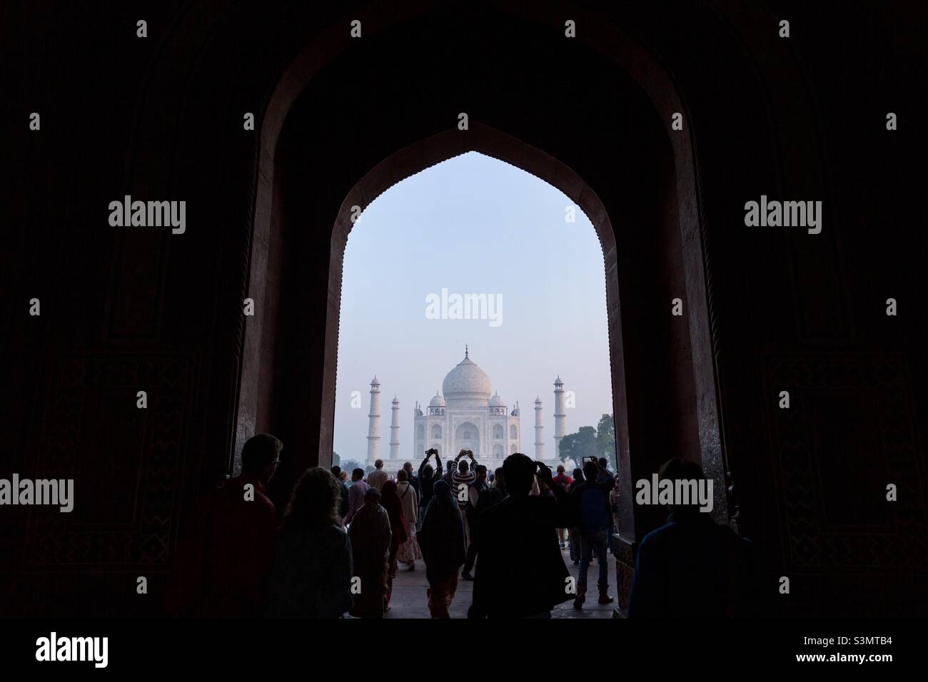 People capturing photos of Taj Mahal, Agra, India - Smartphone Captured Stock Image