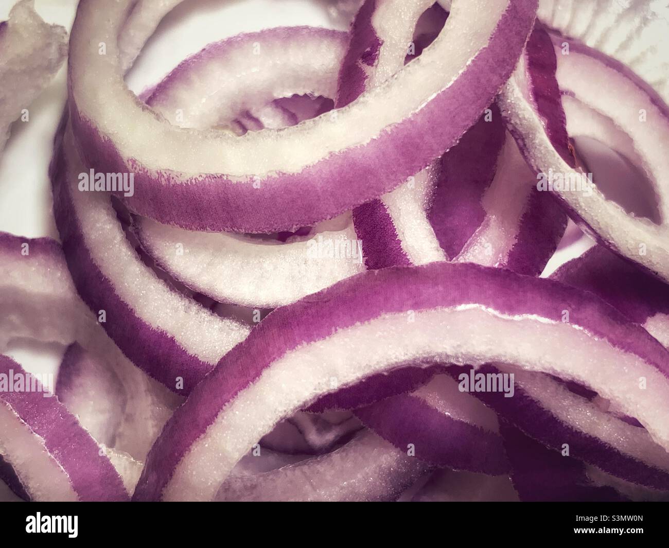 Texture of onion slices in circles. - Smartphone Captured Stock Image