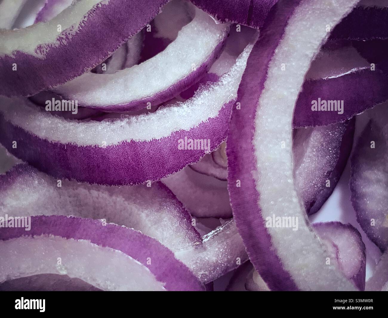 Slices of onions are in circles. - Smartphone Captured Stock Image